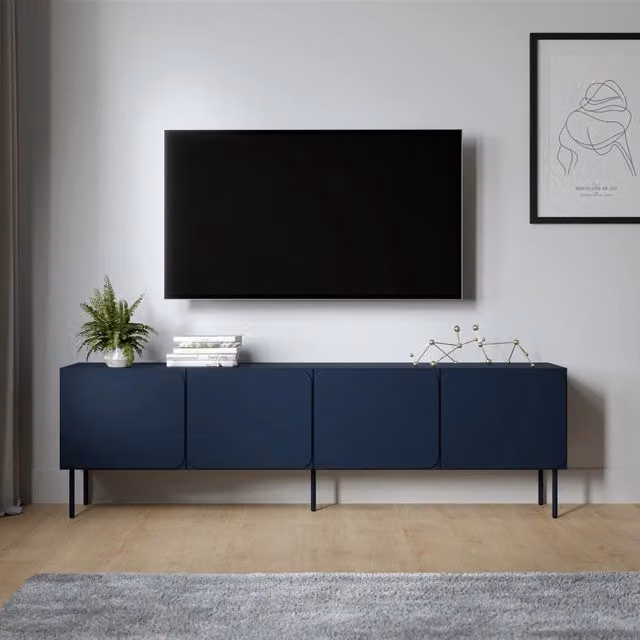 Mornago, Mobile Porta tv un Ripiano, 200x42x60h cm blu