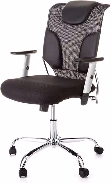 Poltrona da ufficio ORESTELUCHETTA in microfibra nera con braccioli e altezza regolabile, H: 100-110 cm, L: 63 cm, P: 63 cm