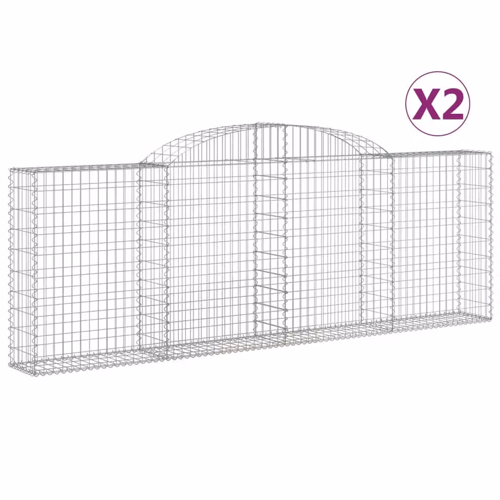 Cesti Gabbioni ad Arco 2 pz 300x30x100/120 cm Ferro Zincato