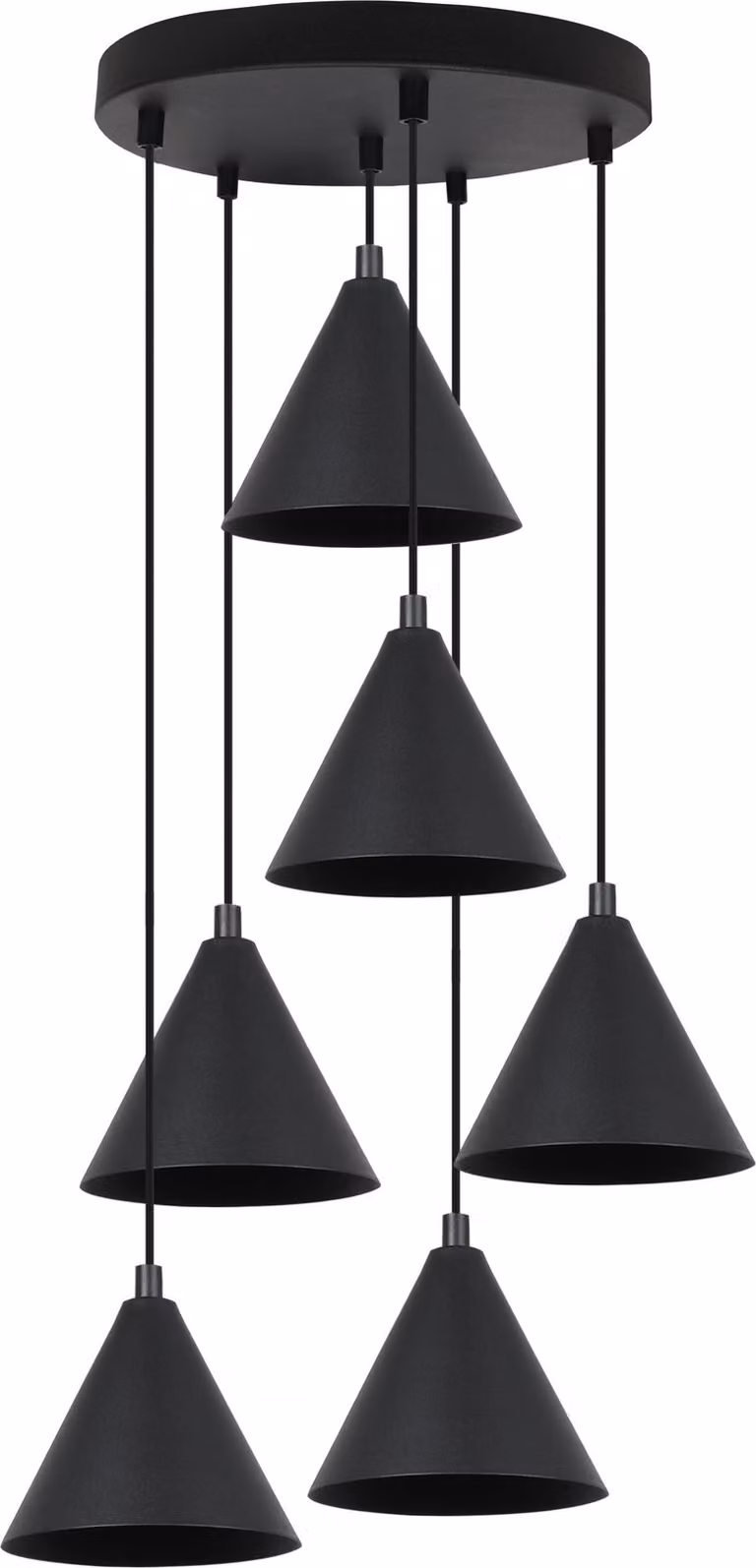 Lampada a sospensione SOHO nera a 6 luci, 14 cm, E14