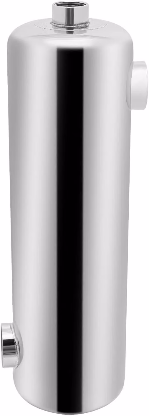 Scambiatore di calore per piscina, acciaio inossidabile, riscaldatore per piscina da 60 kW, 200kBtu/h. Pressione massima: 145 PSI. Scambiatore di calore per piscina con ingresso e uscita invertiti, dimensioni 485 x 134 mm