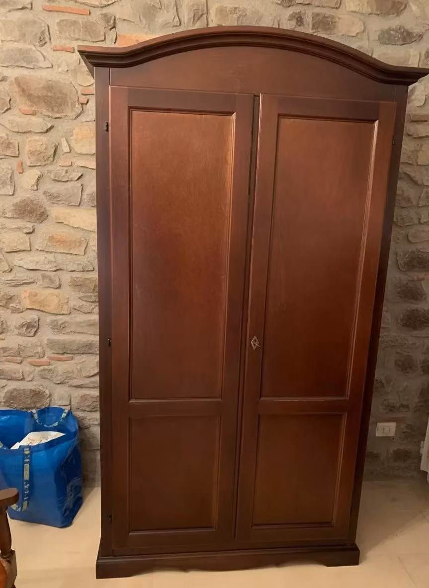 Armadio in legno stile arte povera con 2 ante Mobili 2G colore noce L: 107 cm, P: 55 cm, H: 197 cm – 2