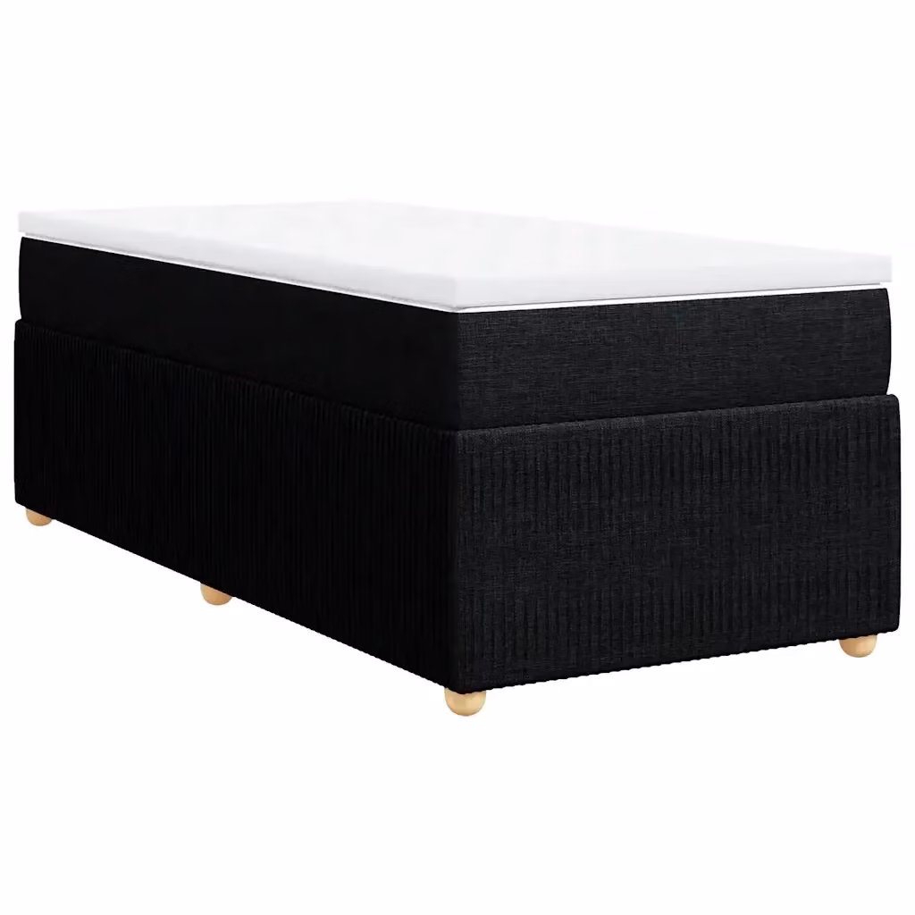 Letto Ibrido vidaXL con Giroletto a Molle e Materasso in Tessuto Nero e Bianco, L/P/H: 90 x 190 cm – 2