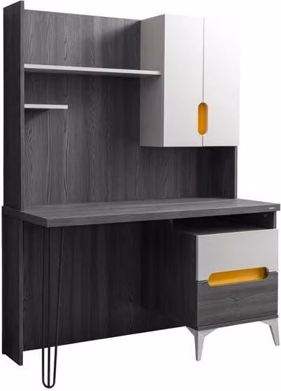 Holztisch Schreibtisch Regale Computertisch Holz Grau Kinderzimmer Modern