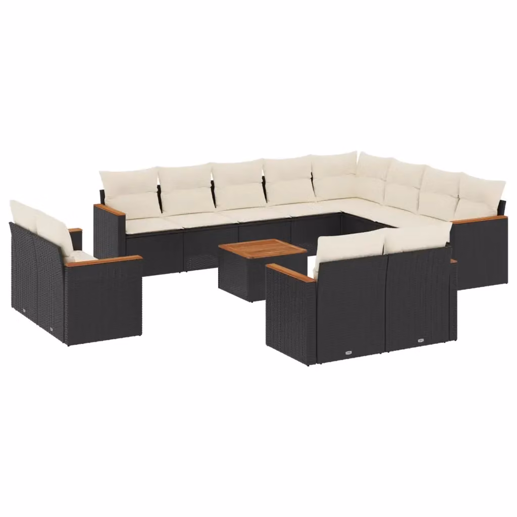 Set di Divani da Giardino a L vidaXL con Cuscini e Tavolino, Polyrattan e Metallo, Nero e Bianco – 2