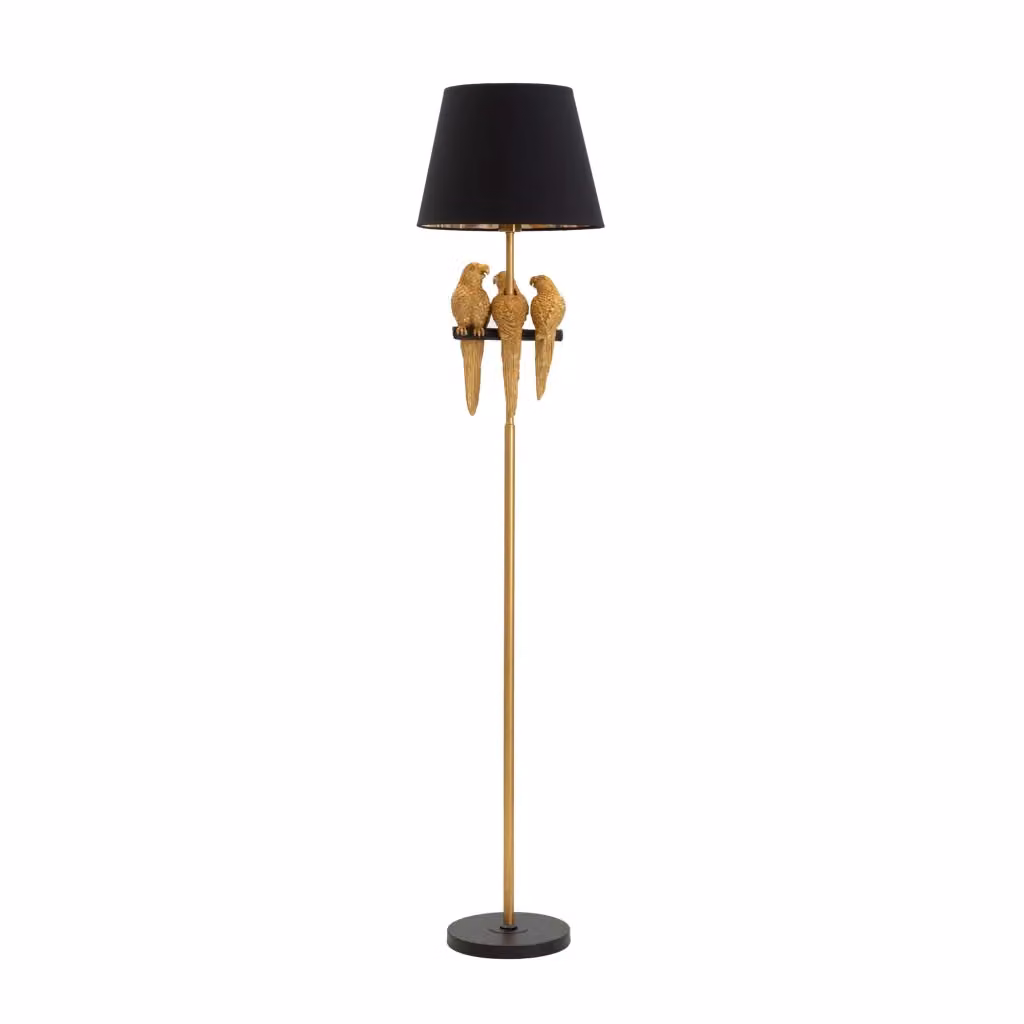 Lampada da terra Dariha in metallo e tessuto, colore nero e oro, ideale per la lettura, con attacco E27 – 2