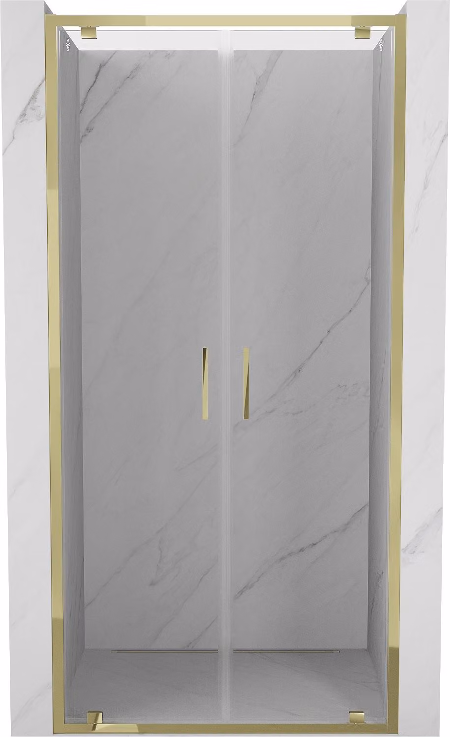 Mexen Exo doppie porte della doccia a battente 100 cm, trasparenti, dorate - 8182-100-000-50-00