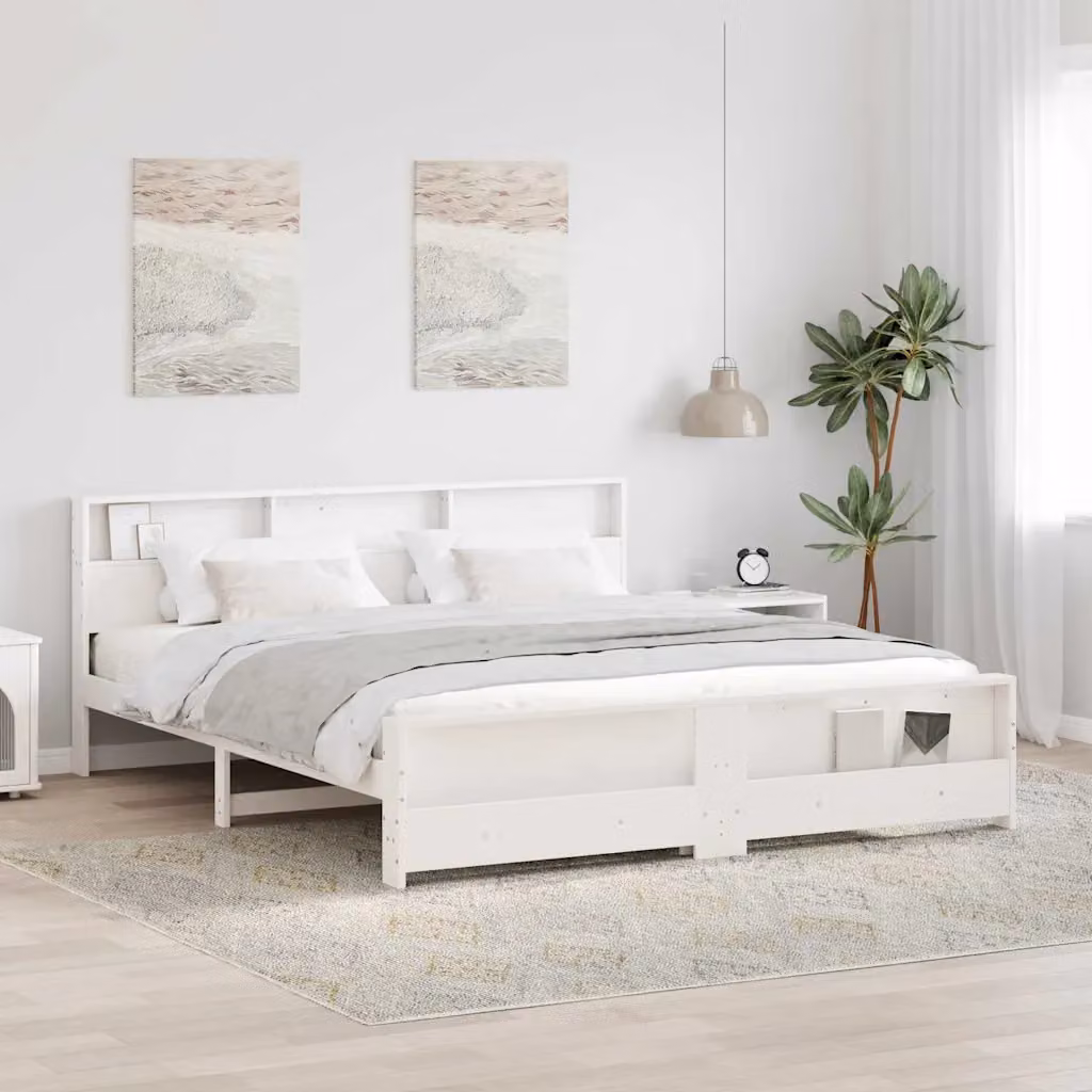 Struttura del letto vidaXL in legno di pino massiccio bianco 200 x 200 cm