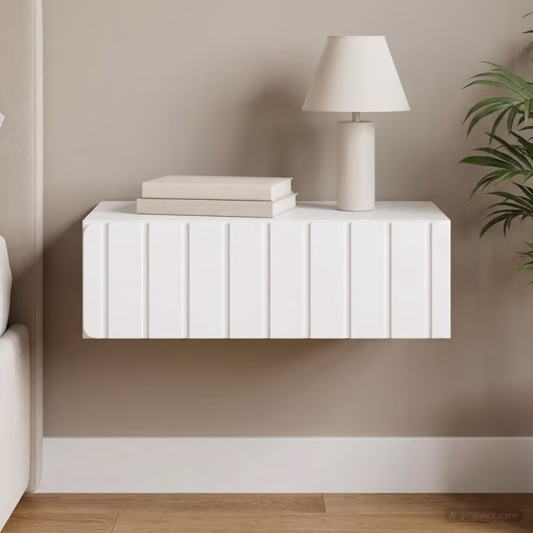 vidaXL Tavolino da parete laterale moderno bianco L: 59 cm, P: 34,5 cm, H: 17 cm