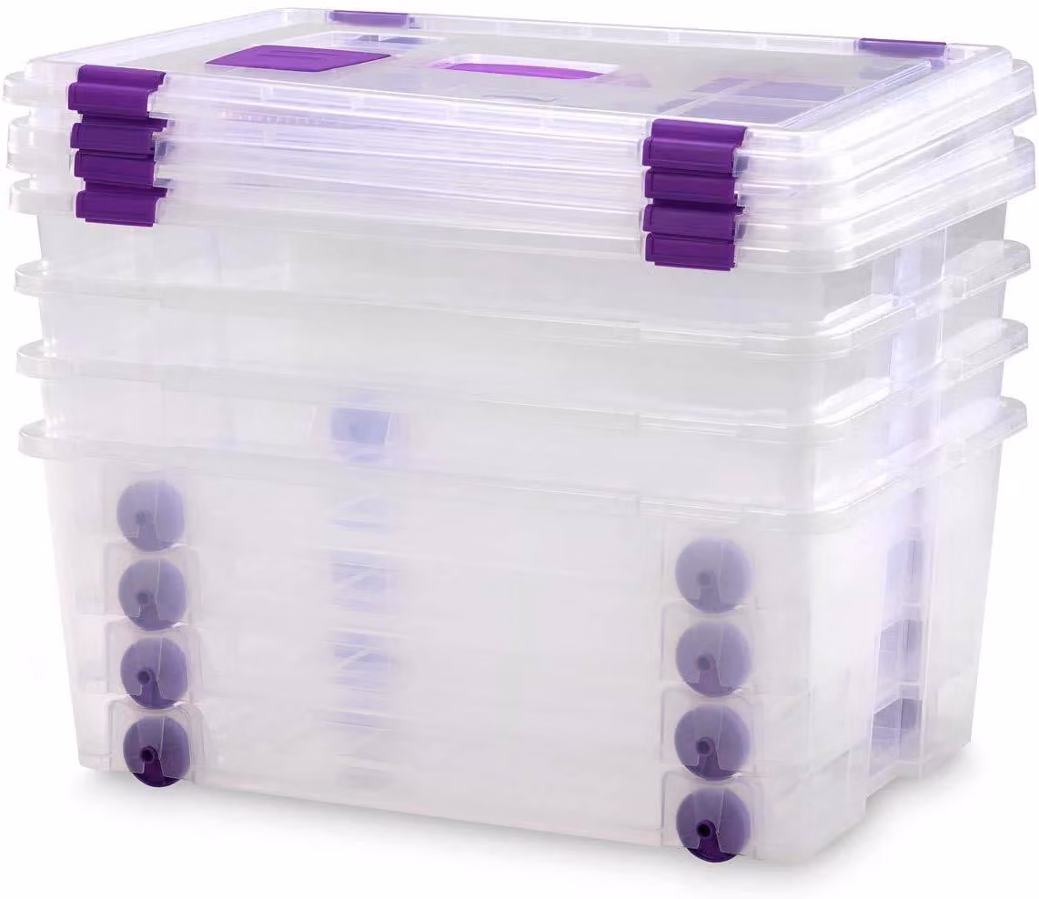 Scatole di archiviazione 42 L con ruote confezione da 4 COM-FORT HOUSE