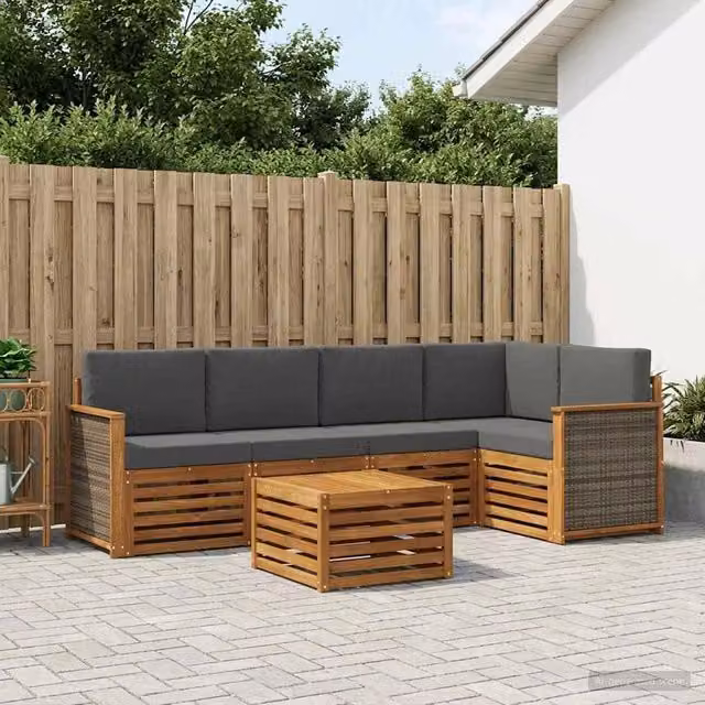 Set di divani da esterno 6 pz Naturale e Antracite 3384378