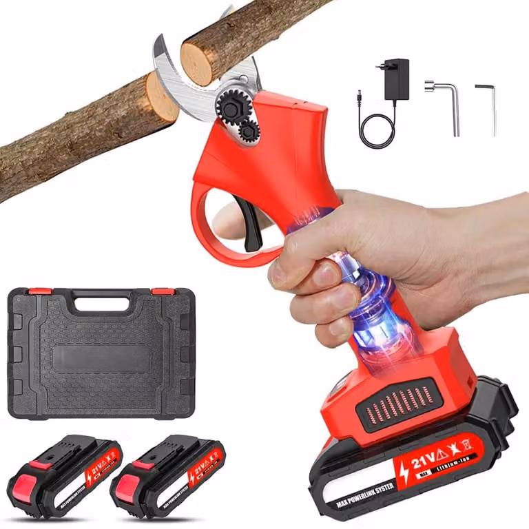 Forbice elettrica da giardino - Potatore a batteria - Capacità di taglio: 30 mm - 220 V - Colore: rosso