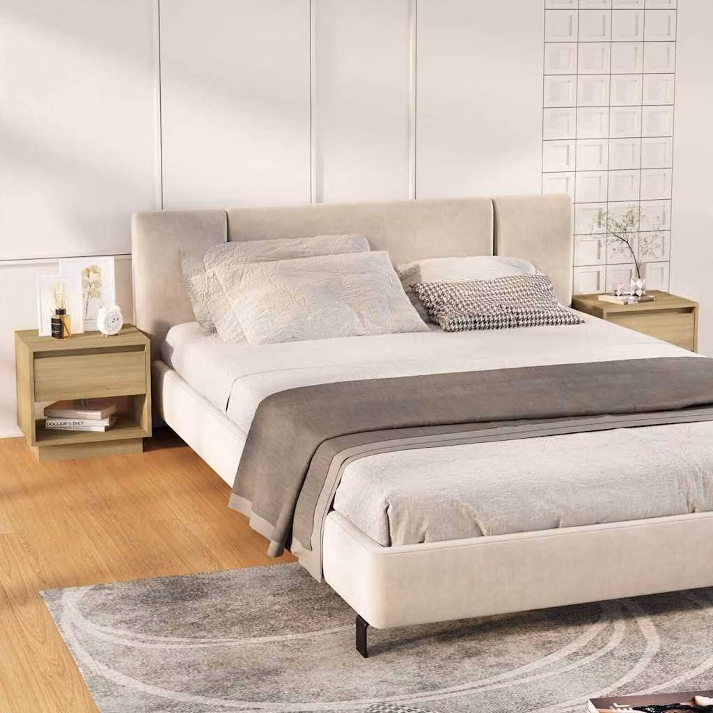Set di 2 comodini vidaXL in MDF colore Rovere Sonoma, L 45 cm x P 34 cm x H 44 cm