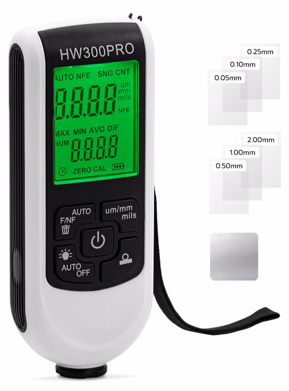 Misuratore di spessore di rivestimenti digitale, con range di misurazione da 0 a 2000 μm, portatile, per vernici automobilistiche