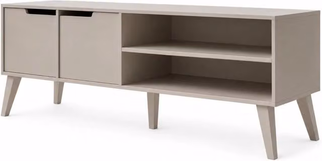 Mobile TV Moderno Arreditaly in Stile Scandinavo con 2 Ante e 2 Vani A Giorno, Colore Beige Cashmere, L 160 x P 40 x H 55 cm – 1