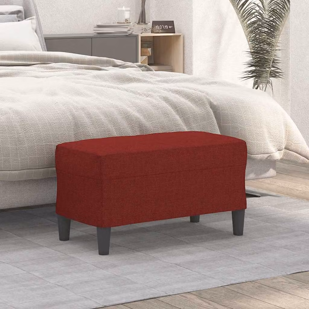 Panca vidaXL in tessuto rosso vino con struttura in legno L: 70 cm, P: 35 cm, H: 41 cm