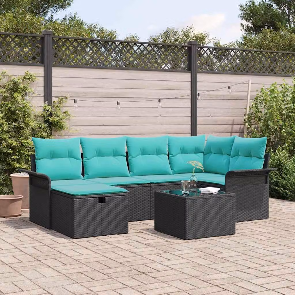 Maison Exclusive - Set da giardino composto da 7 pezzi, divano in rattan sintetico