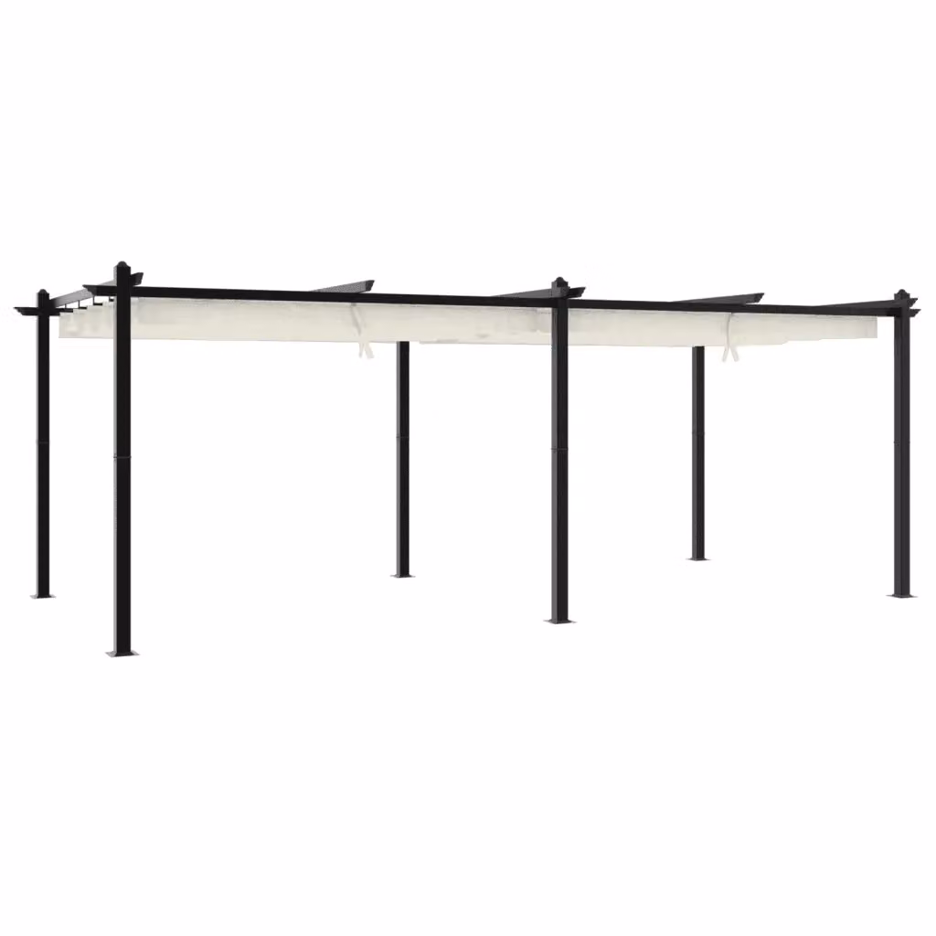 vidaXL Gazebo da Giardino Moderno con Tetto Retrattile in Alluminio e Poliestere, Colore Beige, L 600 x P 300 x H 220 cm – 2