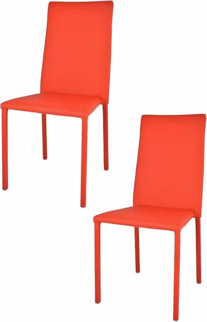 Set di 2 sedie impilabili Julia Tommychairs con struttura in acciaio e rivestimento in finta pelle colore rosso