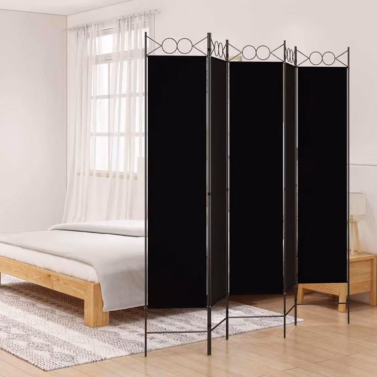 Divisorio a 5 pannelli vidaXL in tessuto nero, L 200 cm x H 200 cm