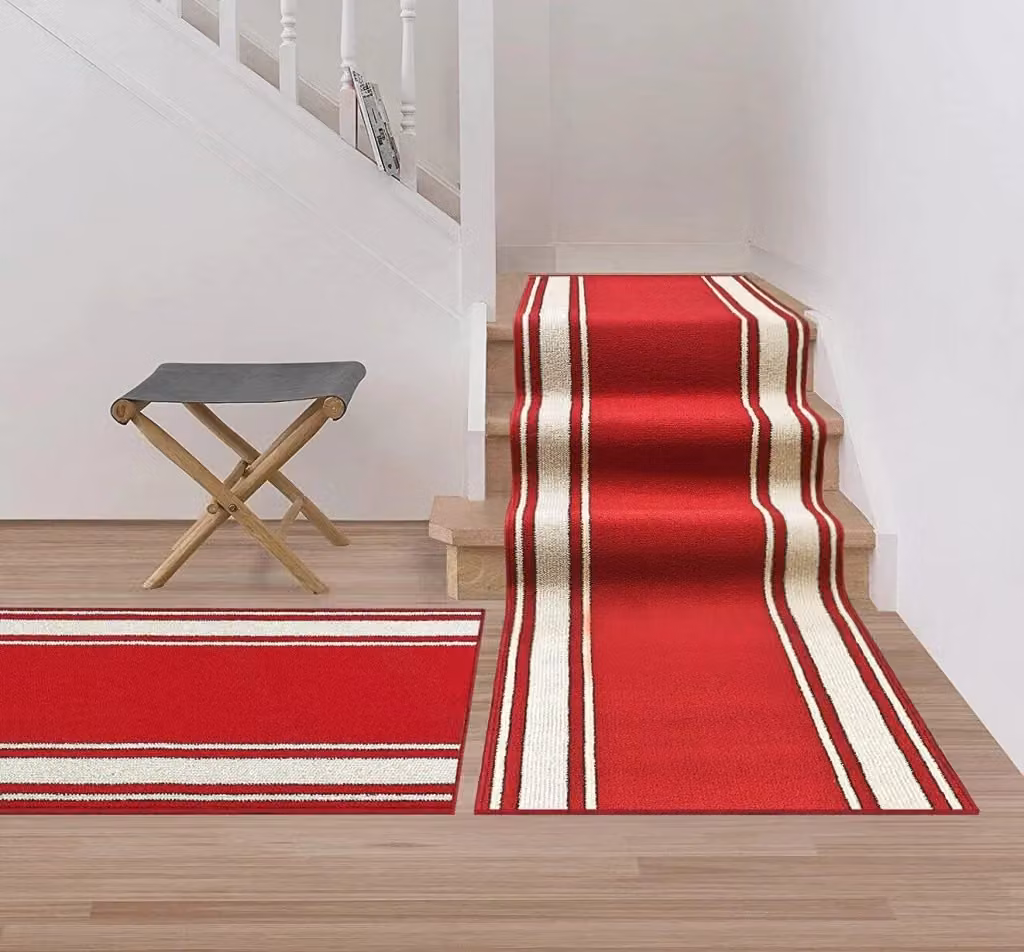 Passatoia per scale e ingresso EMMEVI in stile classico, antiscivolo e lavabile, colore rosso, L: 67 cm x P: 950 cm – 2
