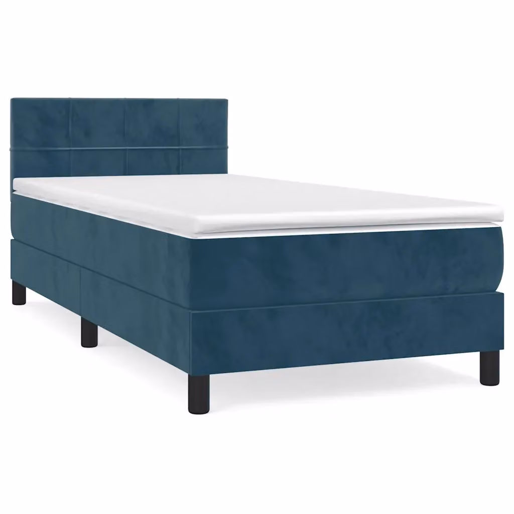 Letto Ibrido con Giroletto a Molle e Materasso vidaXL in Velluto Blu e Bianco L/P/H: 193 x 90 x 30 cm – 2