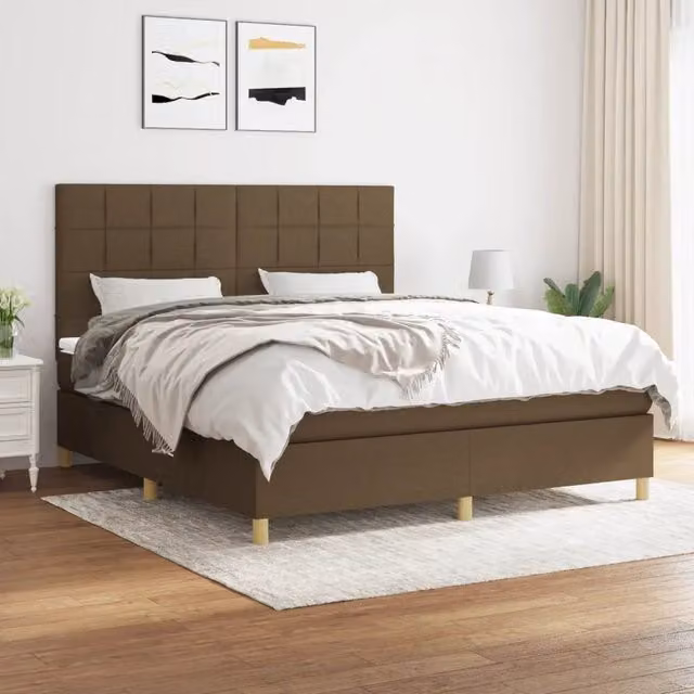 Letto Ibrido con Giroletto a Molle e Materasso vidaXL Marrone e Bianco L/P/H: 180 x 200 x 128 cm – 1
