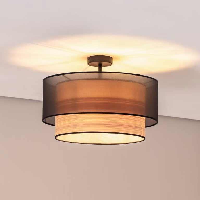 Plafoniera soffitto Cedrik Duolla, dimmerabile, Nero, Soggiorno / Sala da pranzo, Tessuto / Stoffa / Seta, Moderno, Plafoniera