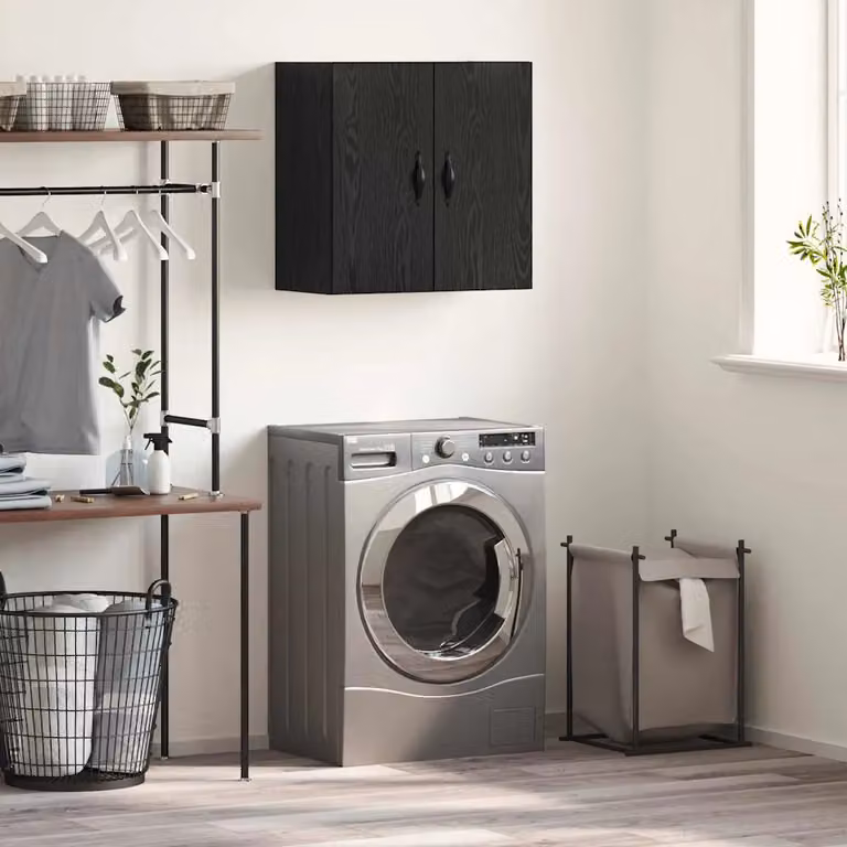 vidaXL Mobiletto a muro moderno in legno nero opaco L 60 cm, P 31 cm, H 60 cm