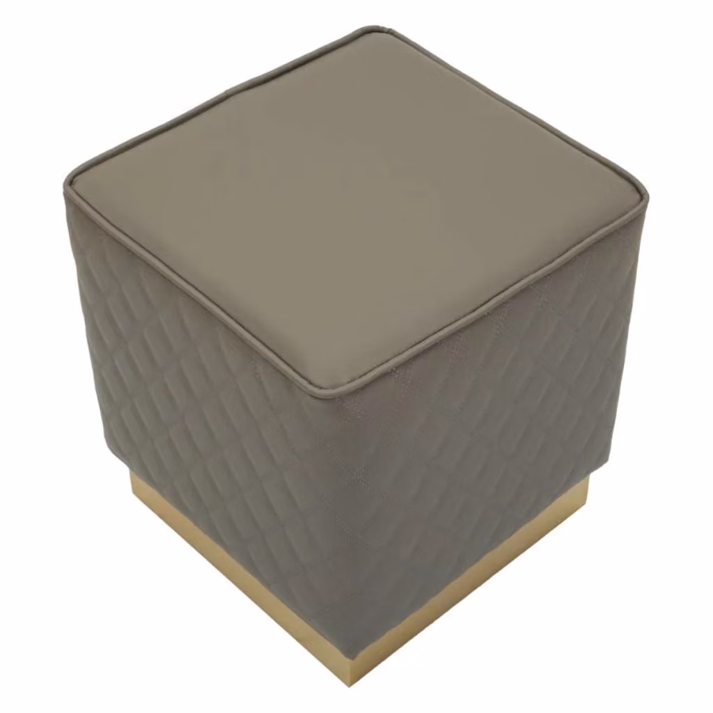 Puff quadrato Sharon Vikasa Home in eco-pelle grigia con base oro L/P/H: 38 x 38 x 38 cm – 2
