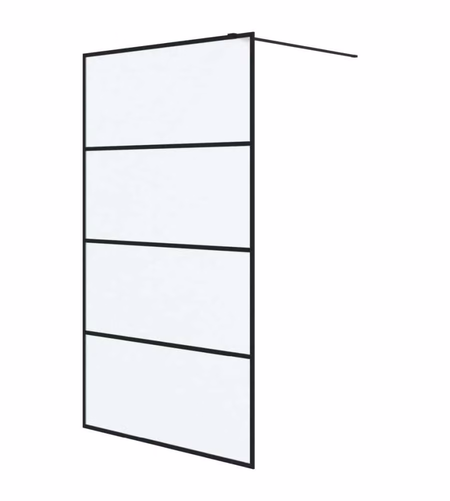 Parete Doccia Walk in vidaXL Nera con Vetro Smerigliato ESG, L: 115 cm, H: 195 cm – 2