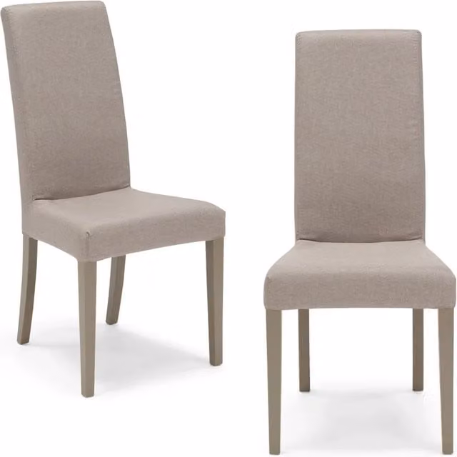 Set di 2 sedie imbottite EDI Redokasa per sala da pranzo, cucina o soggiorno, design moderno con struttura in legno e rivestimento in tessuto sfoderabile colore beige/grigio