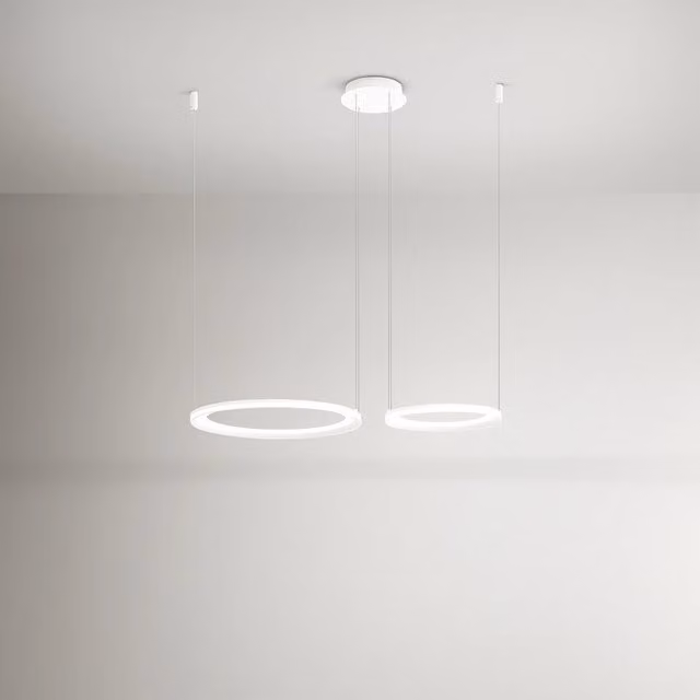 Lampadario A Sospensione Contemporaneo Edge Alluminio Bianco Led Integrato 99W