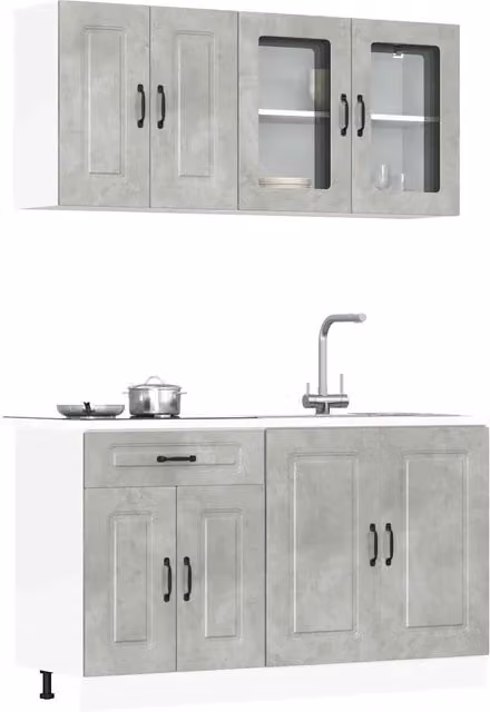 Set Mobili da Cucina 4 pz Kalmar Grigio Cemento in Truciolato 3314855