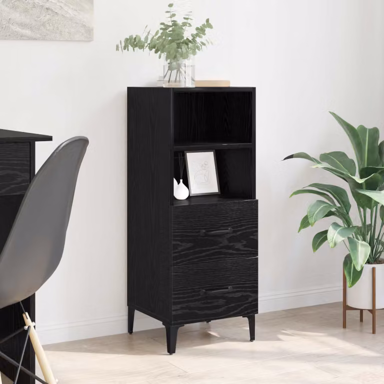 Credenza moderna vidaXL in legno ingegnerizzato nero, L/P/H: 34 x 34.5 x 90 cm