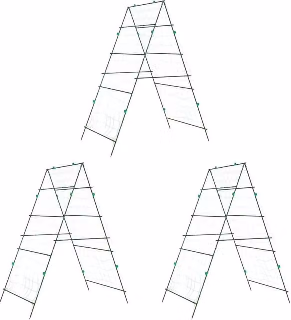 Set di 3 tralicci da giardino per piante rampicanti regolabile 99 x 90 x 175,5 cm in acciaio verde 02_0055608