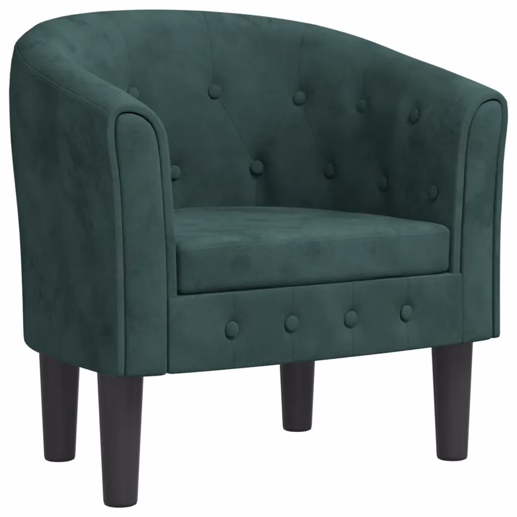 Poltrona Lounge Moderna vidaXL in Velluto Verde con Braccioli e Struttura in Legno e Plastica L/P/H: 56 x 68 x 70 cm – 2