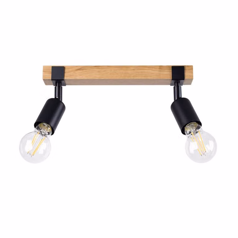 Lampada da soffitto ZUCA 2 nero 2xE27 15W acciaio/legno 14x15x38cm Sollux Lighting
