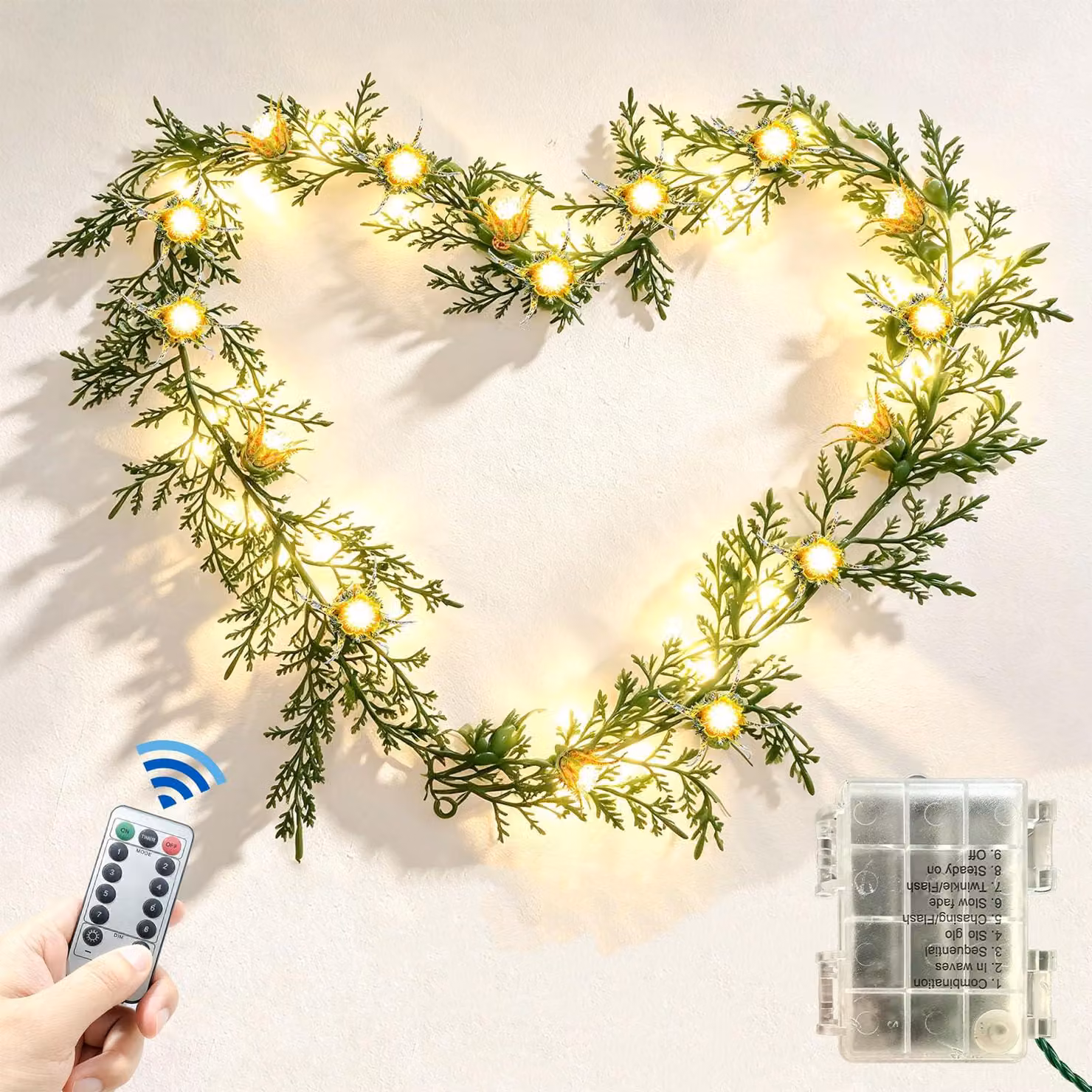 Catena luminosa a LED, 15 LED colorati, stile rattan, grado di protezione IP65, alimentazione a batteria