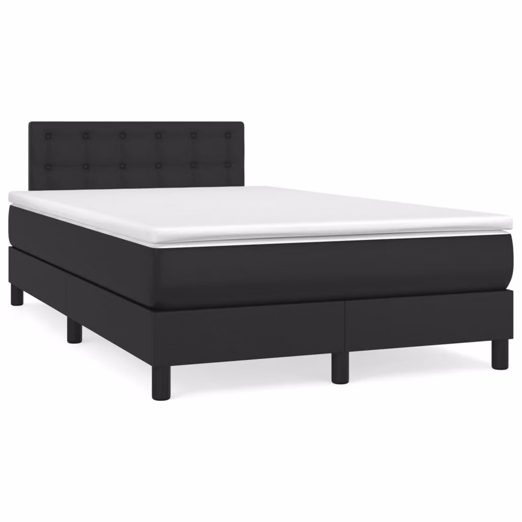 Giroletto a Molle con Materasso Nero 120x200 cm in Pelle finta