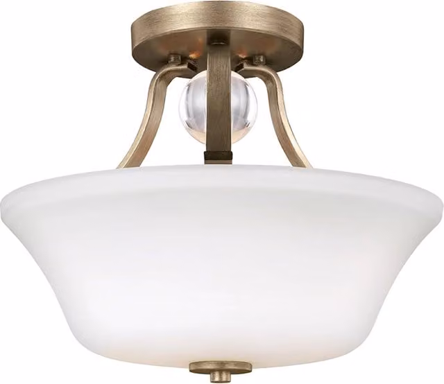 Lampada a Soffitto Industrial Feiss in Metallo Bronzo con Vetro Trasparente e Attacco E27