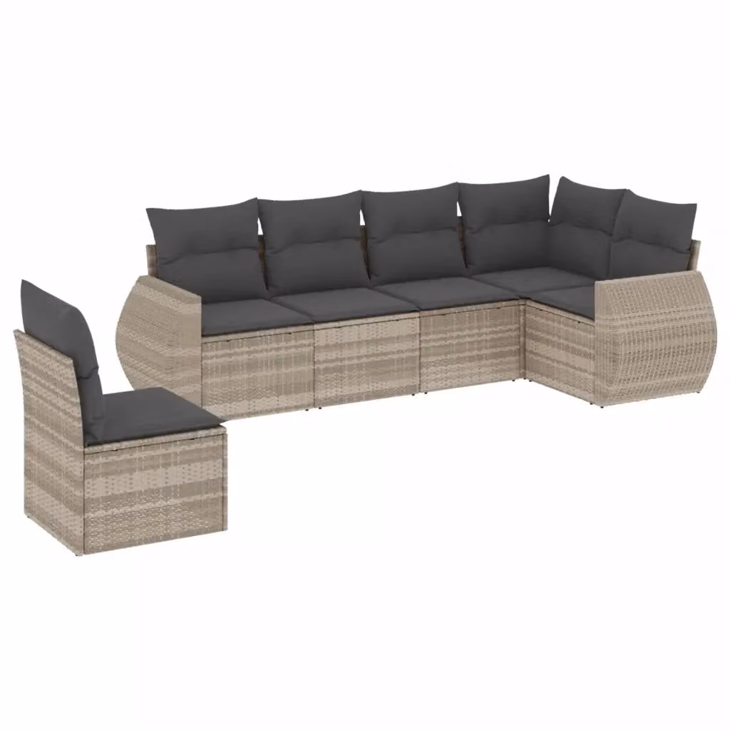 Set Divano da Giardino vidaXL 6pz in Polyrattan Grigio con Cuscini e Struttura in Metallo – 2
