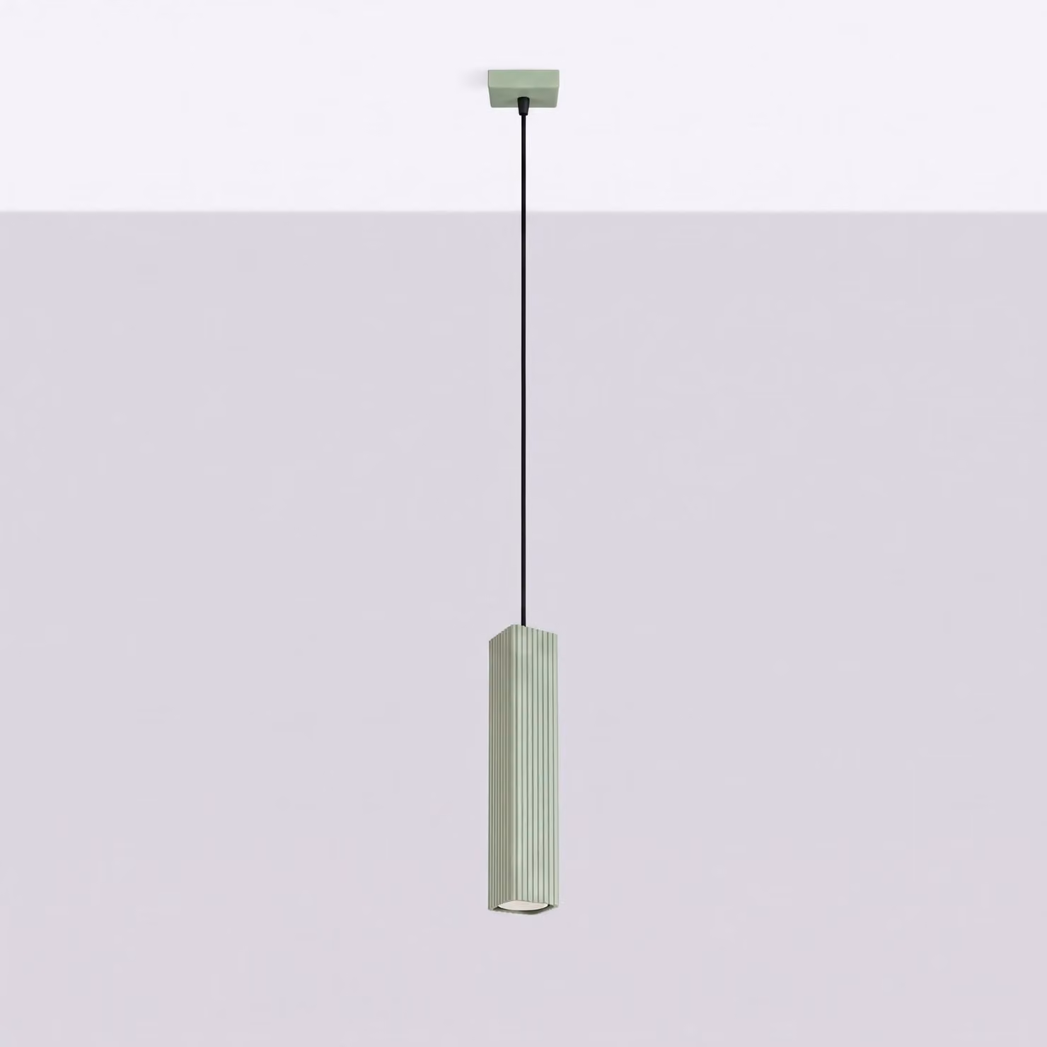 Lampada a sospensione RAYO 1 verde salvia 1xGU10 10W alluminio 118x8x8cm Sollux Lighting