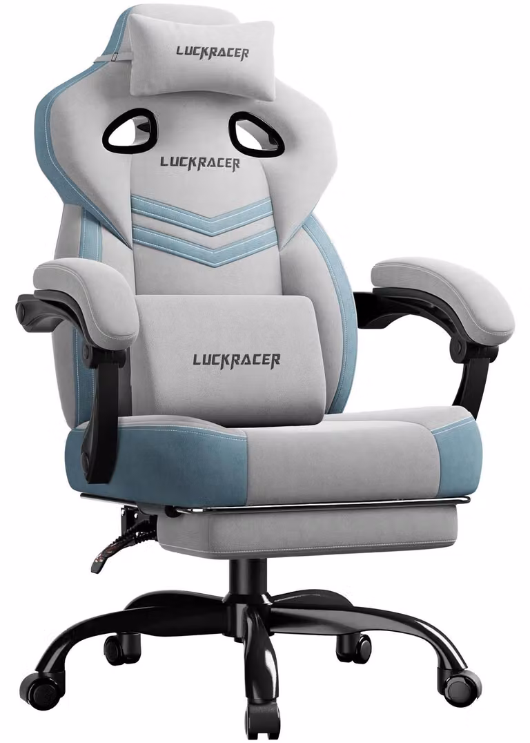 Sedia da gaming - Sedia da ufficio - Ergonomica con imbottitura in memory foam - Schienale regolabile da 90 a 155 gradi - Braccioli integrati - Poggiapiedi - Regolabile in altezza - Grigio scuro