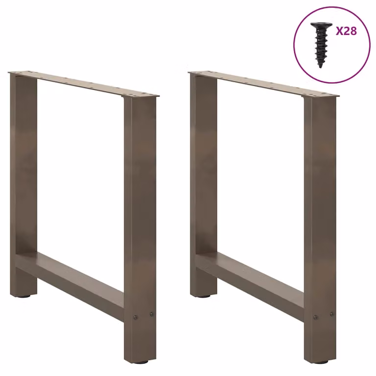 Set di 2 gambe per tavolo da pranzo vidaXL in acciaio moderno, colore grigio argento, L/P/H: 70 x 70 x 73 cm
