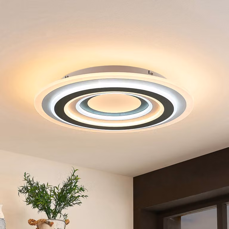 Plafoniera a LED Jazmina Lindby, dimmerabile, Nero, Soggiorno / Sala da pranzo, Plastica, Moderno, Plafoniera LED