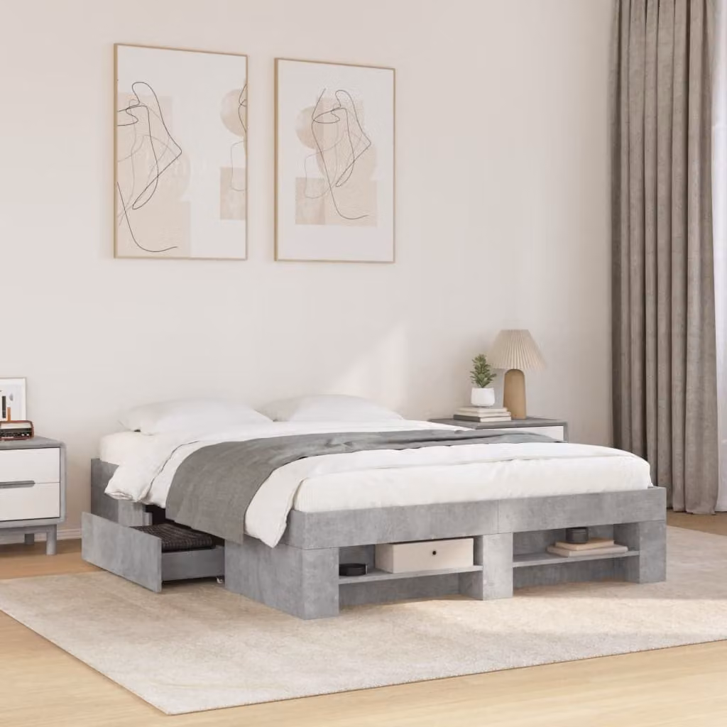 vidaXL Giroletto in Legno Multistrato Grigio L: 120 cm, P: 200 cm, H: 123 cm – 1
