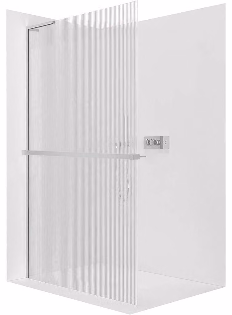 Pannello doccia angolare Walk-in Onyx, colonna sinistra - 8 mm + ripiano/portasciugamani - cromato, vetro smerigliato - 50x200 cm