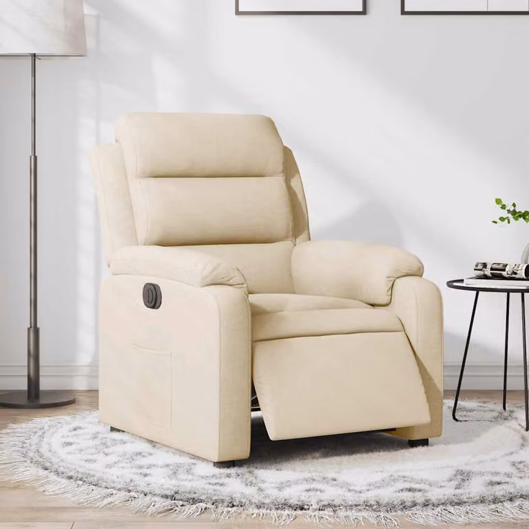 vidaXL Poltrona Elettrica Reclinabile in Tessuto Beige con Braccioli per il Relax in Soggiorno
