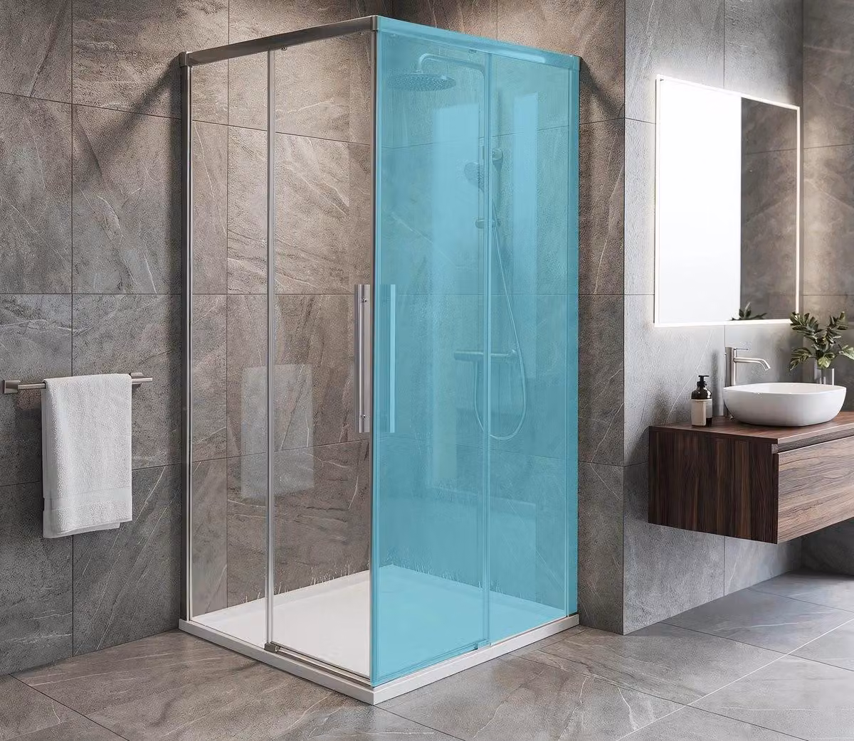 Porta doccia angolare Gelco LUXOR, ingresso da 900 mm, vetro trasparente - GU2190CH
